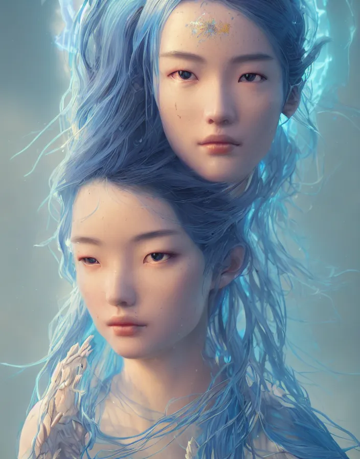Image similar to goddess portrait. Blue fire AIKIDO. Very very very beautiful. intricate artwork by Tooth Wu and wlop and beeple. octane render, trending on artstation, greg rutkowski very coherent symmetrical artwork. cinematic, hyper realism, high detail, octane render, 8k