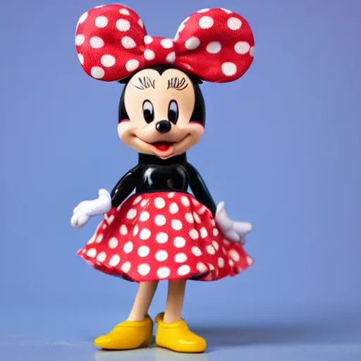 Prompt: product photograph of cute vintage disney figurine of miney mouse by isabel han : 6 girly, cute, chibi, popular, collectible, toys figures, kawaii, toys, white background : 3