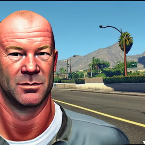 Image similar to Alan Shearer as a GTA V character, highly detailed