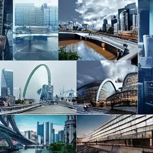 Image similar to beautiful city with architecture from London and Tokyo, modern and sci-fi buildings digital art