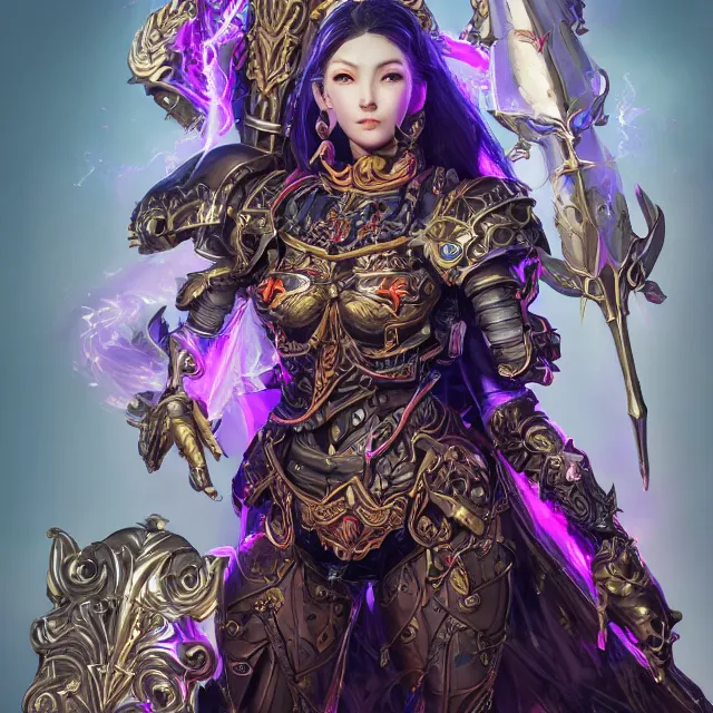 Image similar to studio portrait of lawful good colorful female holy mech paladin as absurdly beautiful, elegant, young woman, eye gear, ultrafine hyperrealistic detailed face illustration by kim jung gi, irakli nadar, intricate linework, sharp focus, bright colors, matte, octopath traveler, final fantasy, unreal engine highly rendered, global illumination, radiant light, intricate environment