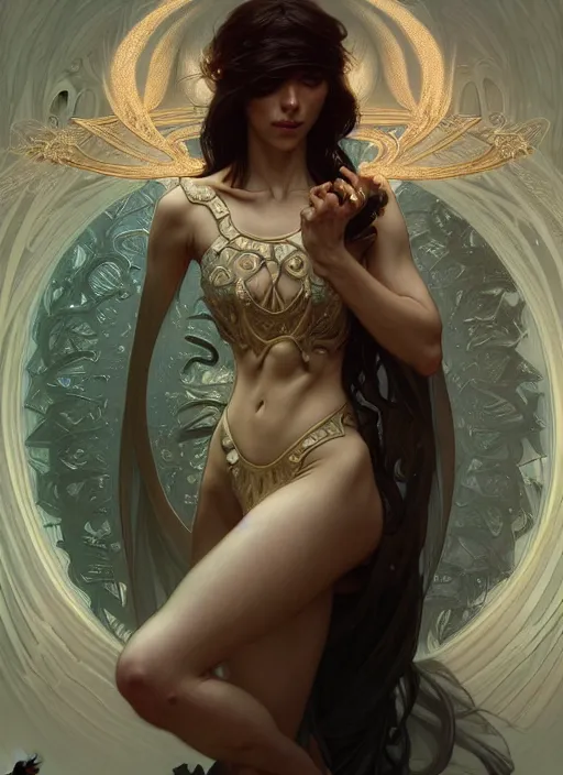 Image similar to dancer of the underworld, intricate, elegant, higly detailed, ultra definition, digital painting, artstation, unreal engine rendered, concept art, smooth, sharp focus, illustration, art by artgerm and greg rutkowski and alphonse mucha and garis edelweiss