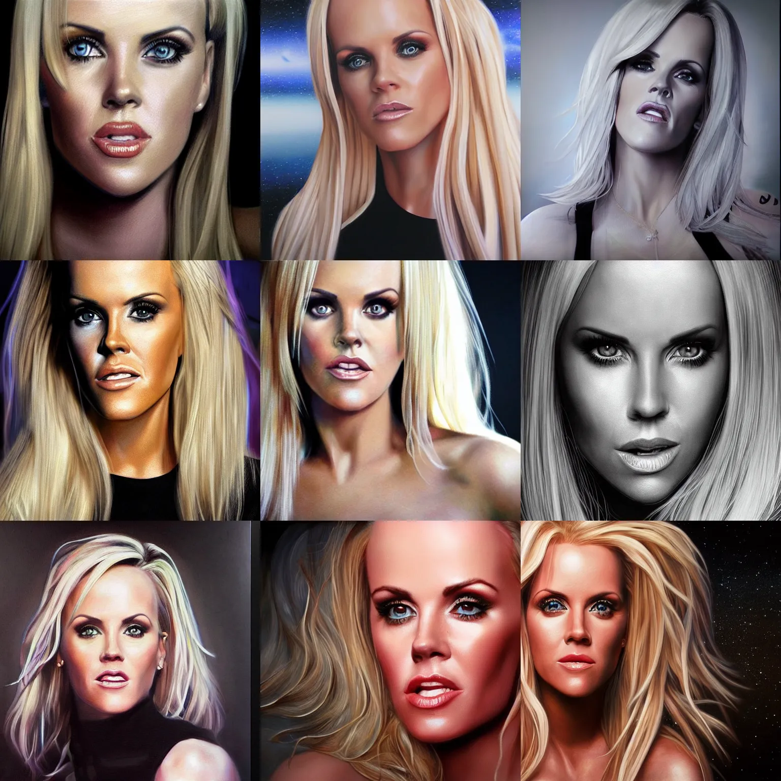 Prompt: photorealistic art of Jenny McCarthy, dynamic lighting, space atmosphere, hyperrealism, stunning visuals