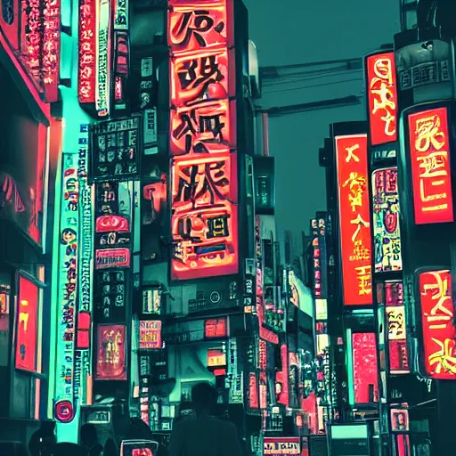 Prompt: late night wandering in tokyo, neon, digital art