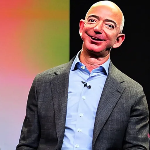 Image similar to Jeff bezos with a surprised face