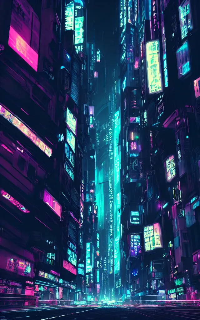 Image similar to concept art of a magnificent dark neon futuristic cyberpunk city bustling street at night cyberart in the style of liam wong in the film akira rendered in octane, 3 d render, trending on cgsociety, blender 3 d, displacement mapped,