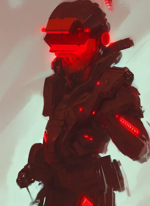 Prompt: concept art close up red cyberpunk character, by shinji aramaki, by christopher balaskas, by krenz cushart