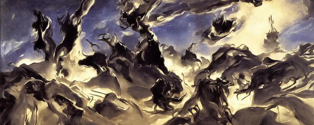 Prompt: dark scifi by john singer sargent