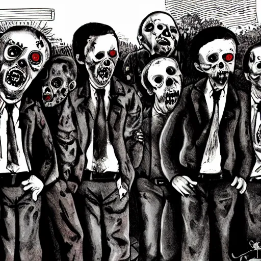 Image similar to zombies at a funeral