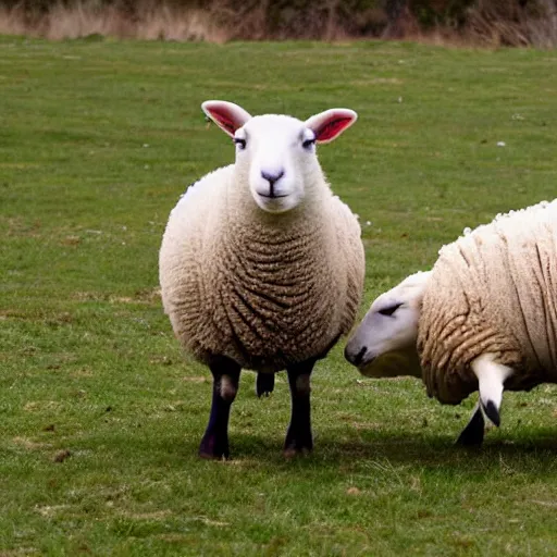 Image similar to sheep and seal tossing a ball, fun scene