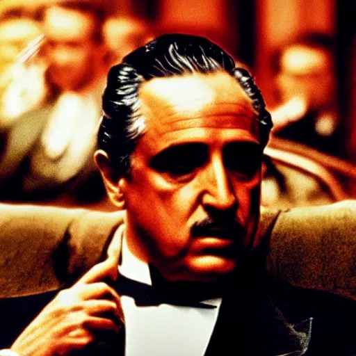 Image similar to the godfather. 5 0 mm, cinematic, technicolor