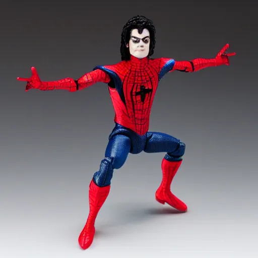 Image similar to action figure of michael jackson as spider - man