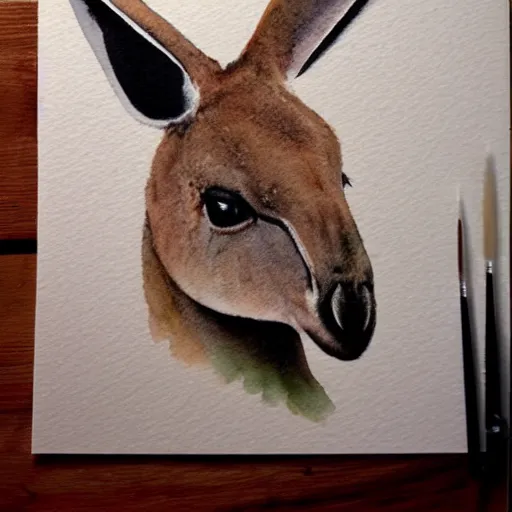 Prompt: kangaroo, watercolor, watercolor art, kangaroo, simple, white background