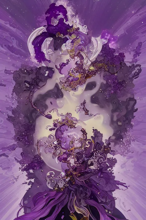 Image similar to purple explosion, amethyst, magical, painted purple, rpg, icon, vector style, by nekro, peter mohrbacher, alphonse mucha, brian froud, yoshitaka amano, kim keever, victo ngai, james jean