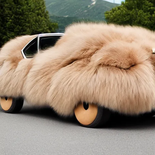 Image similar to furry car, car with thick fur