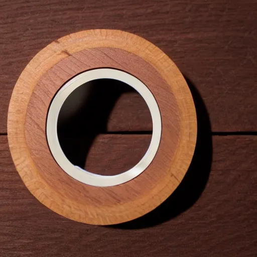 Image similar to camera lens aperture blades made of walnut wood. minimal. dramatic lighting.