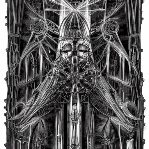 Image similar to biomechanical cathedral, h. r. giger