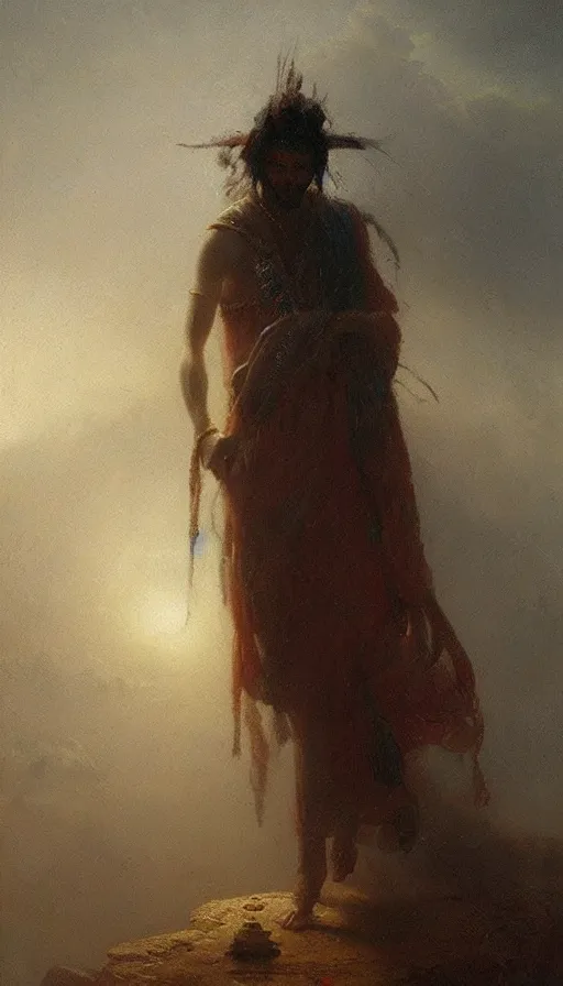 Prompt: portrait of a digital shaman, by ivan aivazovski,