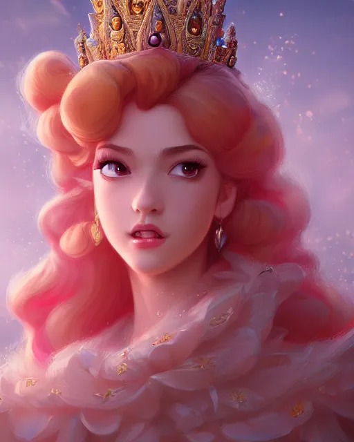 Prompt: a beautiful princess peach captured by dragon bowser, accurate details, dramatic, intricate, elegant, highly detailed, digital painting, artstation, concept art, sharp focus, illustration, art by Gustave Dore, octane render