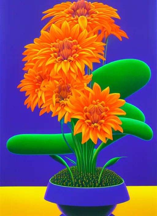 Image similar to pot of flowers by shusei nagaoka, kaws, david rudnick, airbrush on canvas, pastell colours, cell shaded, 8 k