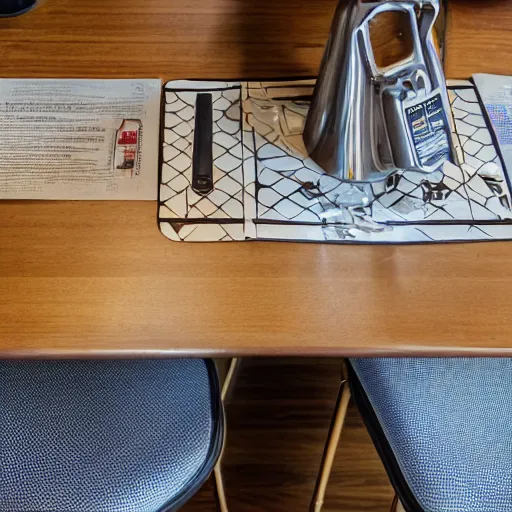 Prompt: wafflehouse interior table perspective
