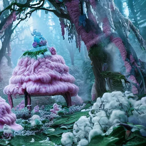 Prompt: cotton candy forrest by artem chebokha and aerroscape, intricate detail, finely detailed, small details, extra detail, photorealistic, high resolution, vray, hdr, hyper detailed, insane details, intricate, elite, ornate, elegant, luxury, dramatic lighting, octane render, weta digital, micro details, 3 d sculpture