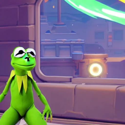 Prompt: overwatch character kermit the frog