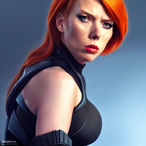 Image similar to Donald Trump as black widow, au naturel, hyper detailed, digital art, trending in artstation, cinematic lighting, studio quality, smooth render, unreal engine 5 rendered, octane rendered, art style by klimt and nixeu and ian sprigger and wlop and krenz cushart