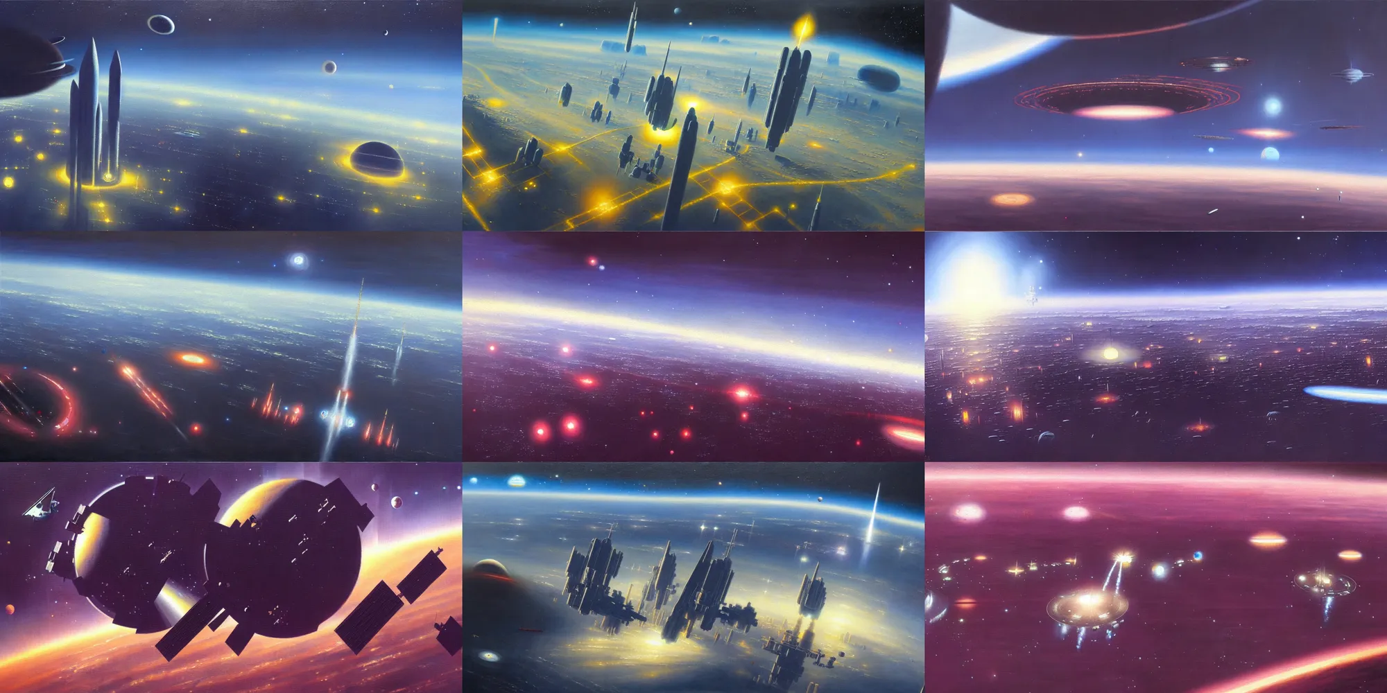 Prompt: a painting of low earth orbit space city by john harris. 8 k, ultra clear detailed.