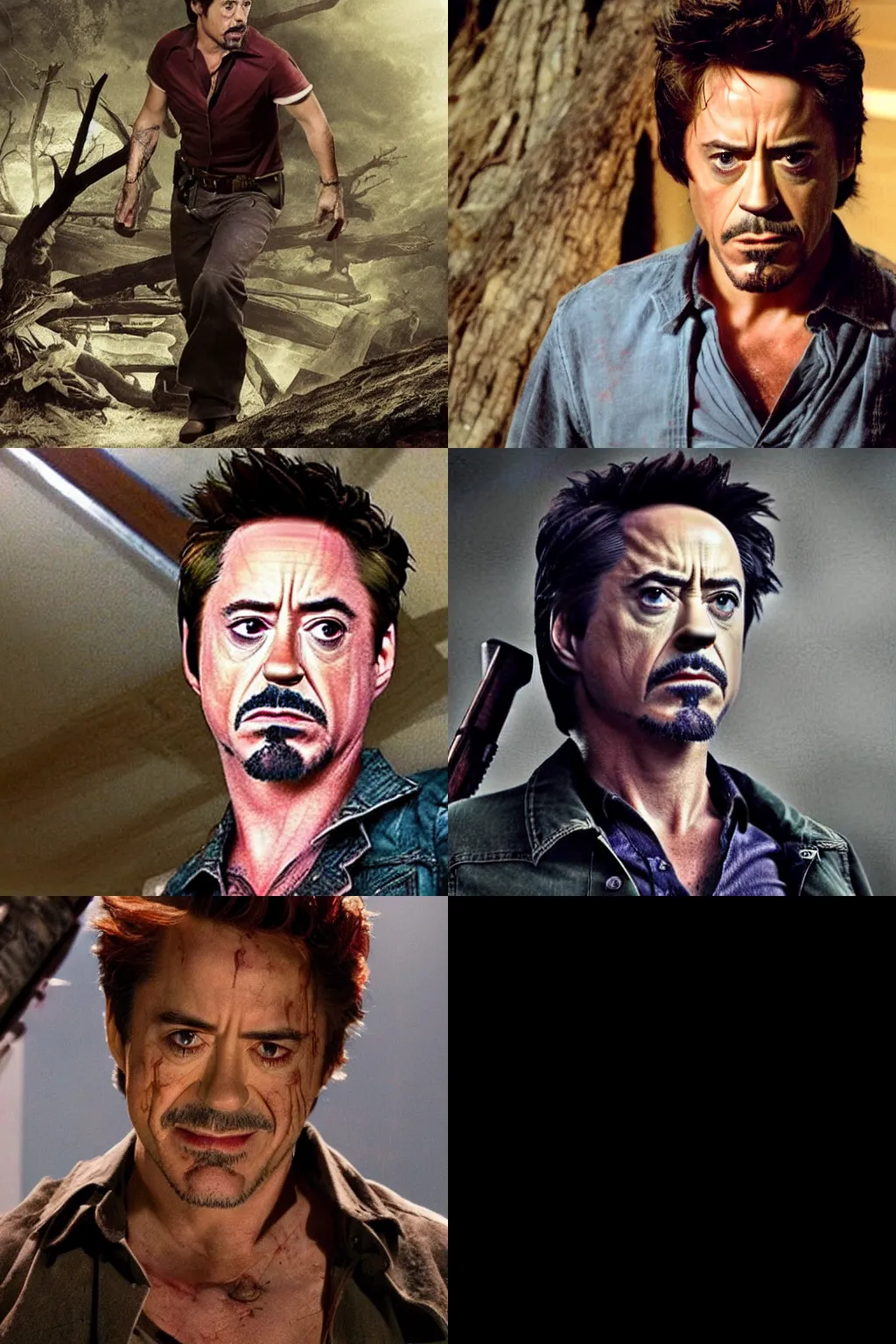 Prompt: robert downey jr. starring in evil dead