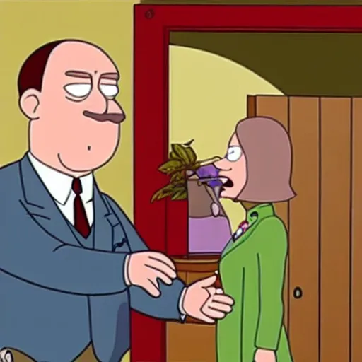 Prompt: adolf hitler making an appearance in an episode of family guy