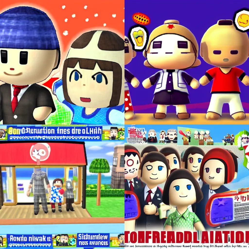 Prompt: “tomodachi life revolution news, award winning”