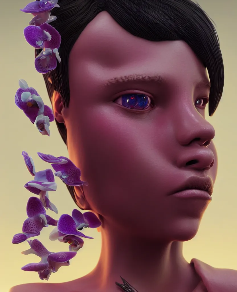 Image similar to goddess full painted acryllic sculpture close-up portrait. orchid bird betta fish, intricate artwork by Tooth Wu and wlop and beeple. octane render, trending on artstation, greg rutkowski very coherent symmetrical artwork. cinematic, hyper realism, high detail, octane render, 8k