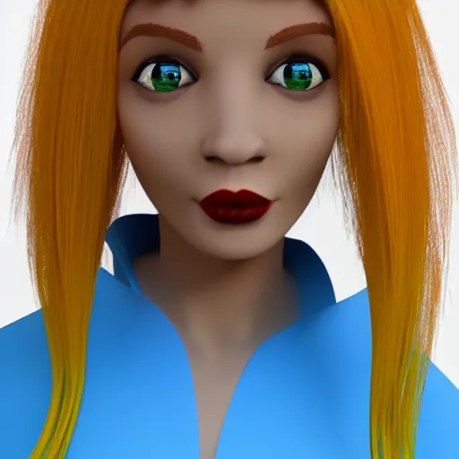 Prompt: suzanne from blender 3 d with colourful hair