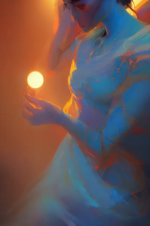 Image similar to nenufar, colorful, blue backgroung,clean, joyful, intricate, elegant, volumetric lighting, digital painting, highly detailed, artstation, sharp focus, illustration, concept art, ruan jia, steve mccurry