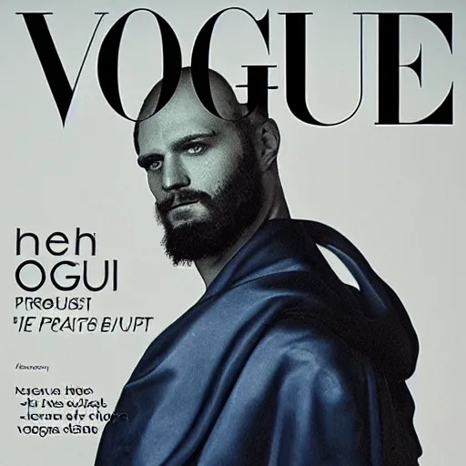 Prompt: Portrait of Zeus for the cover of Vogue painted by Daniel Spreck