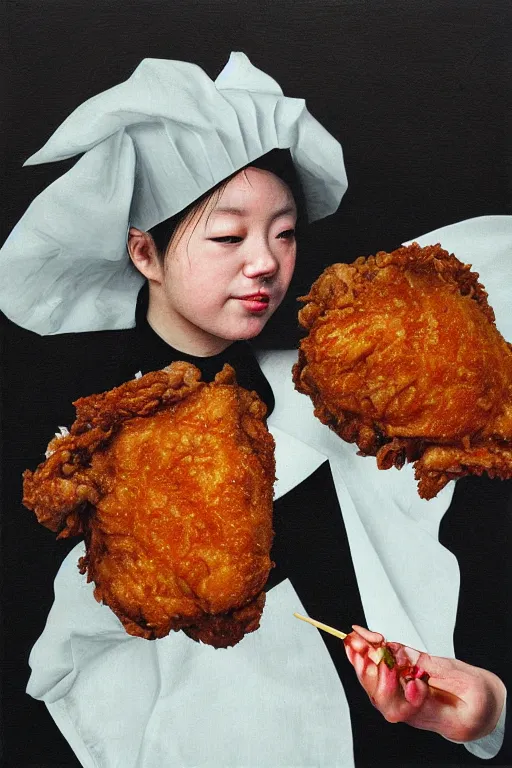 Prompt: kawaii fried chicken portrait, renaissance