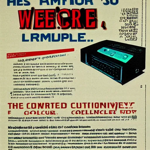 Image similar to magazine advertisement for retro wetware computer