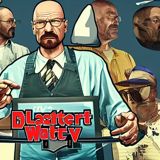 Image similar to walter white in gta 5 game poster