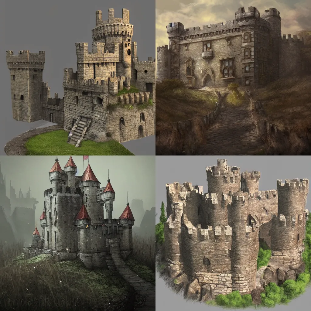 Prompt: crumbling castle, trending on artstation