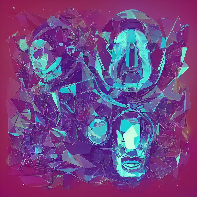 Prompt: futuristic beautiful album cover design by Pi-Slices and Kidmograph, beautiful digital illustration