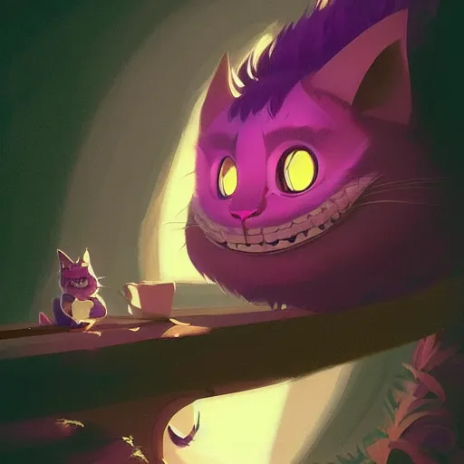 Image similar to cheshire cat by atey ghailan and james gilleard and goro fujita, exquisite lighting, art, very coherent, plain background, trending on artstation