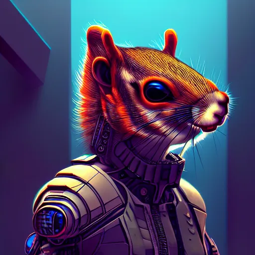 Image similar to cyberpunk squirrel, cyborg, intricate, digital painting, artstation, intricate, concept art, smooth, sharp focus, unreal engine