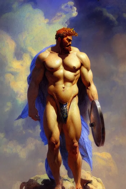 Prompt: zeus, character design, painting by gaston bussiere, katsuya terada, frank frazetta, tom of finland, trending on artstation