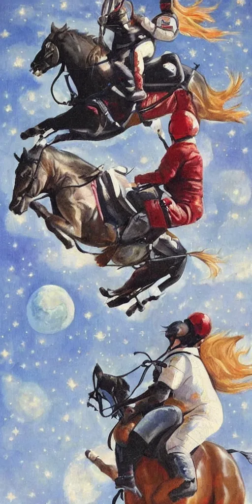 Image similar to astronaut riding horse, upside down mirror