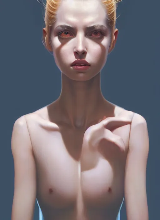 Prompt: hyper realistic zoomed out portrait of ana de armas in the fifth element, by hsiao ron cheng, ngai victo, nivanh chanthara jean delville wlop and dougherty patrick, trending on artstation, soft light