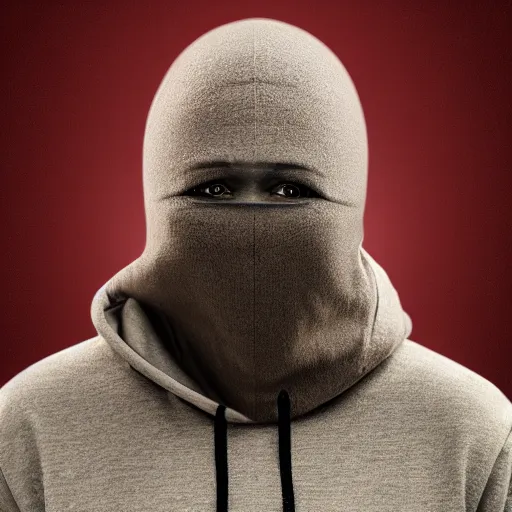 Image similar to a highly detailed headshot portrait of a african american man wearing a balaclava with a hoodie concept art