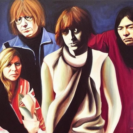 Prompt: Sonic Youth in concert, oil painting by Caravaggio