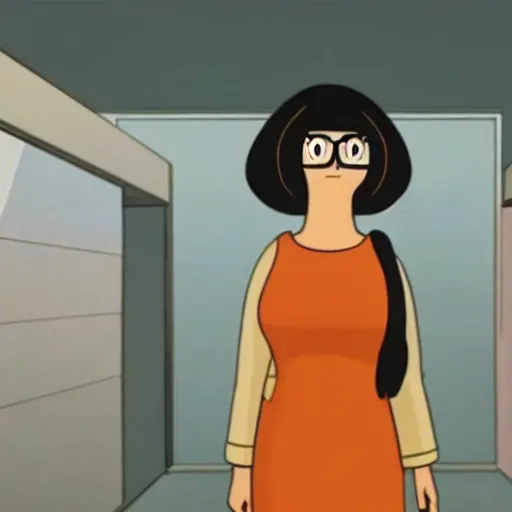 Image similar to A still of Tina Belcher from Bob's Burgers in 2001: A Space Odyssey (1968), photorealistic