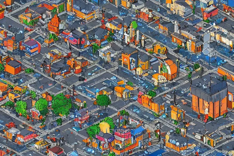 Image similar to isometric stylized pixel city, eboy, pixel art